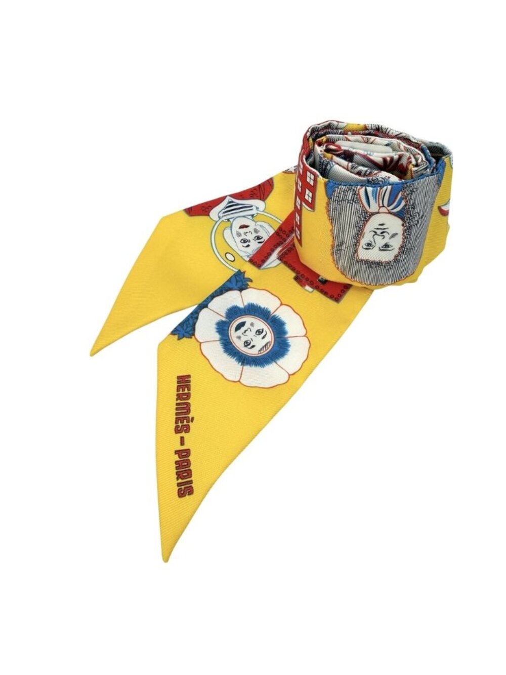 Hermes Scarf Twilly Dress Code Items Silk Yellow Multicolor